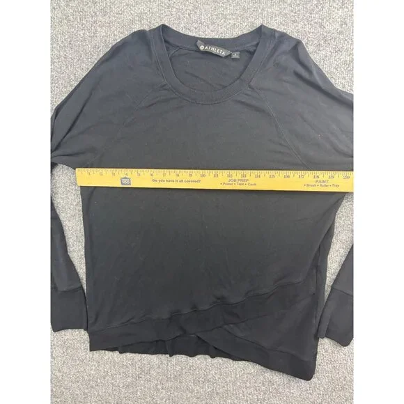 Athleta Criss Cross Front Sweatshirt Women's Large Black Modal Pullover - Picture 3 of 6